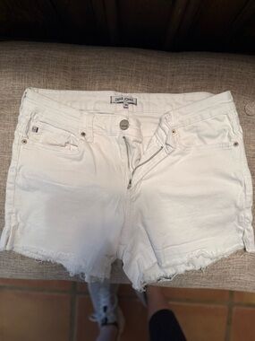 Dear John White High-Rise Denim Shorts with Zip Fly